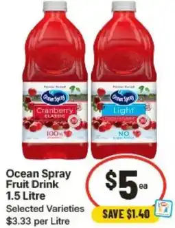 IGA Ocean Spray Fruit Drink offer