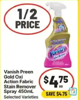 IGA Vanish Preen Gold Oxi Action Fabric Stain Remover Spray offer