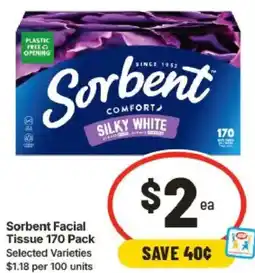 IGA Sorbent Facial Tissue offer