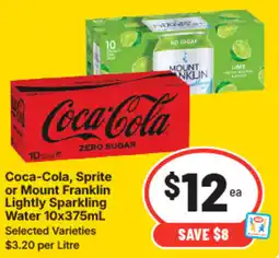 IGA Coca-cola, sprite or mount franklin lightly sparkling water offer