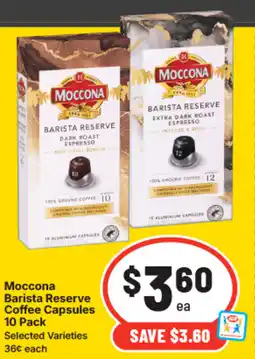 IGA Moccona barista reserve coffee capsules offer