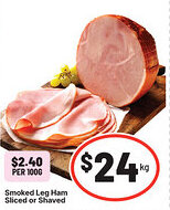 IGA Smoked leg ham sliced or shaved offer