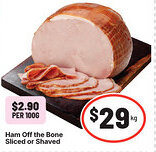 IGA Ham off the bone sliced or shaved offer