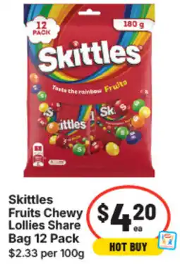 IGA Skittles fruits chewy lollies share bag offer