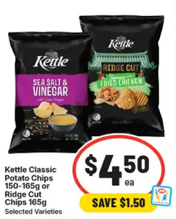 IGA Kettle classic potato chips or ridge cut chips offer