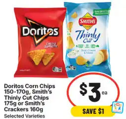 IGA Doritos corn chips , smith's thinly cut chipsor smith's crackers offer