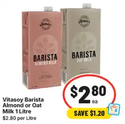 IGA Vitasoy barista almond or oat milk offer
