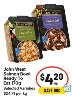 IGA John west salmon bowl ready to eat offer