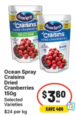 IGA Ocean spray craisins dried cranberries offer
