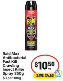IGA Raid max antibacterial fast kill crawling insect killer spray offer