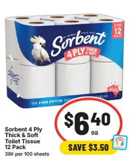 IGA Sorbent 4 ply thick & soft toilet tissue offer