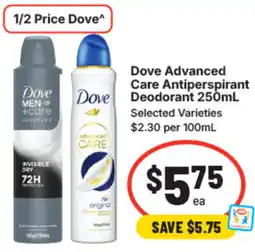 IGA Dove advanced care antiperspirant deodorant offer