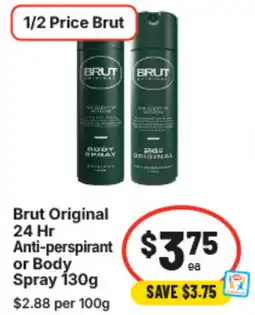 IGA Brut Original 24 Hr Anti-perspirant or Body Spray offer