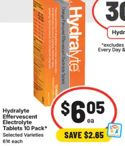IGA Hydralyte effervescent electrolyte tablets offer