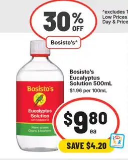 IGA Bosisto's Eucalyptus Solution offer