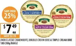 Supabarn Jindi classic camembert, double cream brie & triple cream brie range offer