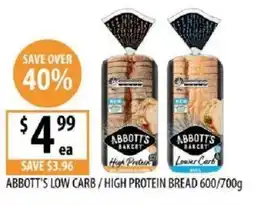 Supabarn Abbott's low carb/high protein bread offer