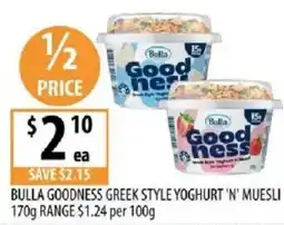 Supabarn Bulla goodness greek style yoghurt 'n' muesli range offer