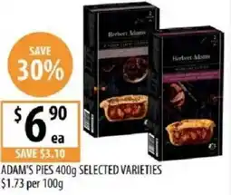 Supabarn Adam's pies selected varieties offer