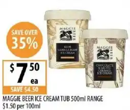 Supabarn Maggie beer ice cream tub range offer