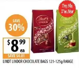 Supabarn Lindt lindor chocolate bags range offer