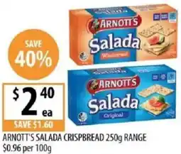 Supabarn Arnott's salada crispbread range offer
