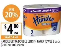 Supabarn Handee ultra double length paper towel offer