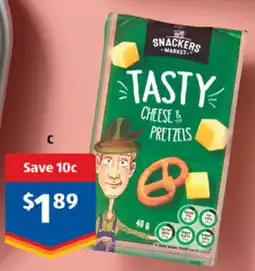 ALDI Snackers market tasty cheese& pretzels offer