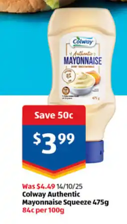 ALDI Colway authentic mayonnaise squeeze offer