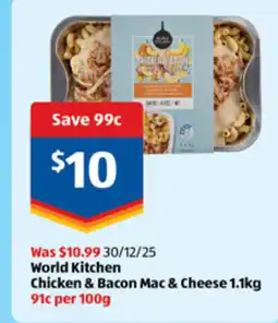 ALDI World kitchen chicken & bacon mac & cheese offer