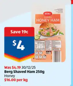 ALDI Berg shaved ham offer