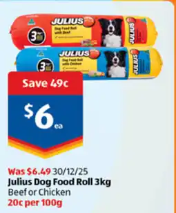 ALDI Julius dog food roll offer