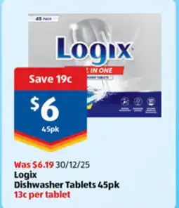 ALDI Logix dishwasher tablets offer