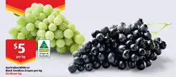 ALDI Australian white or black seedless grapes offer