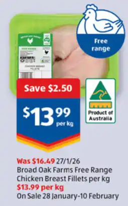 ALDI Broad Oak Farms Free Range Chicken Breast Fillets offer