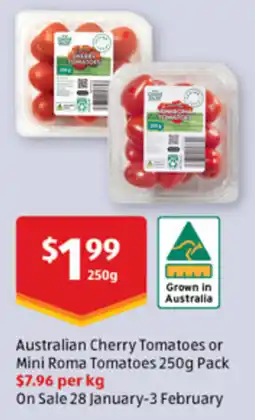 ALDI Australian Cherry Tomatoes or Mini Roma Tomatoes offer