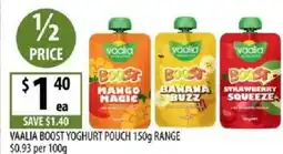 Supabarn Vaalia boost yoghurt pouch range offer