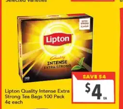 Supa Valu Lipton quality intense extra strong tea bags offer
