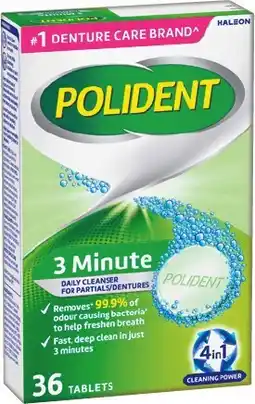 IGA Polident 3 Minute Daily Dentures Cleanser Tablets offer