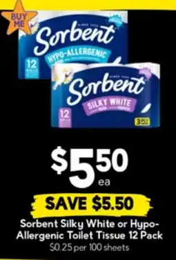 Drakes Sorbent Silky White or Hypo- Allergenic Toilet Tissue offer