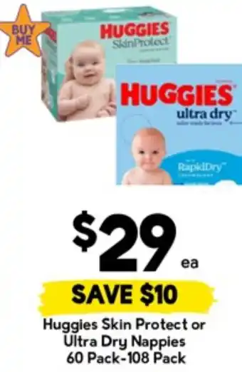 Drakes Huggies Skin Protect or Ultra Dry Nappies offer