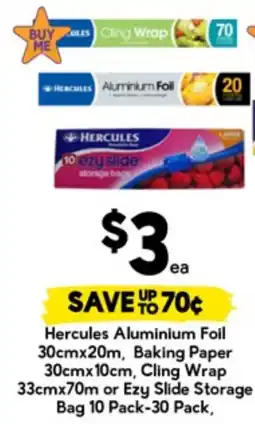 Drakes Hercules Aluminium Foil, Baking Paper, Cling Wrap or Ezy Slide Storage Bag offer