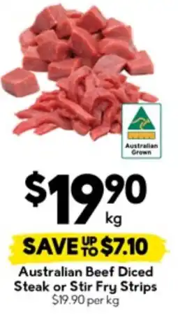 Drakes Australian Beef Diced Steak or Stir Fry Strips offer