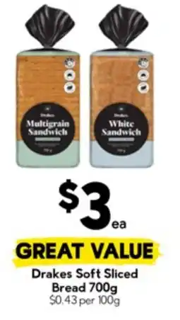 Drakes Drakes Soft Sliced Bread offer