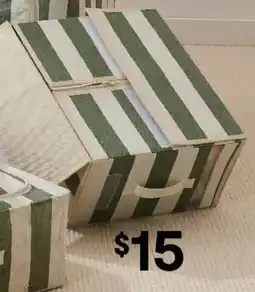 Kmart Linen Look Bed Linen Box - Large, Green Stripe offer