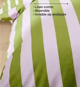 Kmart Stripe Linen Cotton Quilt Cover Set - King Bed, Lilac and Green offer