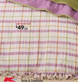 Kmart Isha Gingham Cotton Reversible Quilt Cover Set - Queen Bed offer