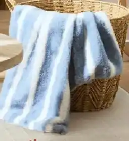 Kmart Stripe Faux Fur Throw - Blue offer