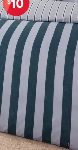 Kmart Stripe Linen Cotton Reversible Quilt Cover Set - Queen Bed, Blue offer