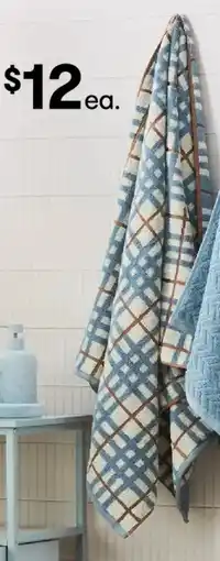 Kmart Cotton Check Bath Towel - Blue offer